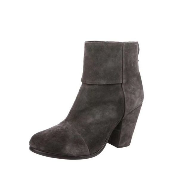Rag & Bone Suede Granite Newberry Grey Block Heel Zip-Up Ankle Booties 7.5 - Picture 2 of 9